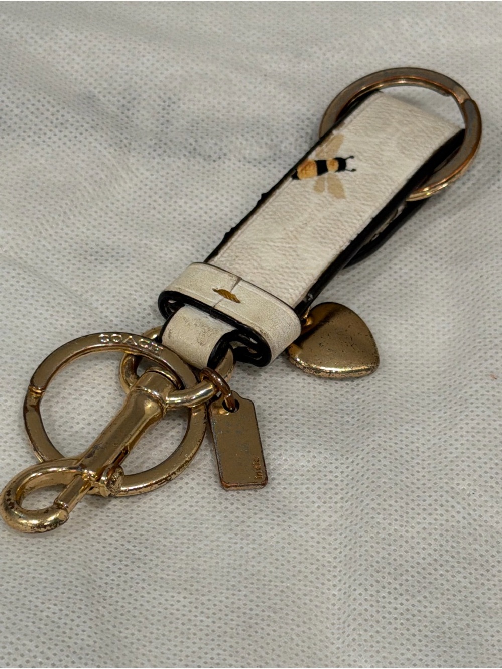 Coach White Leather Key & Card Holder with Gold Hardware - Picture 3 of 5